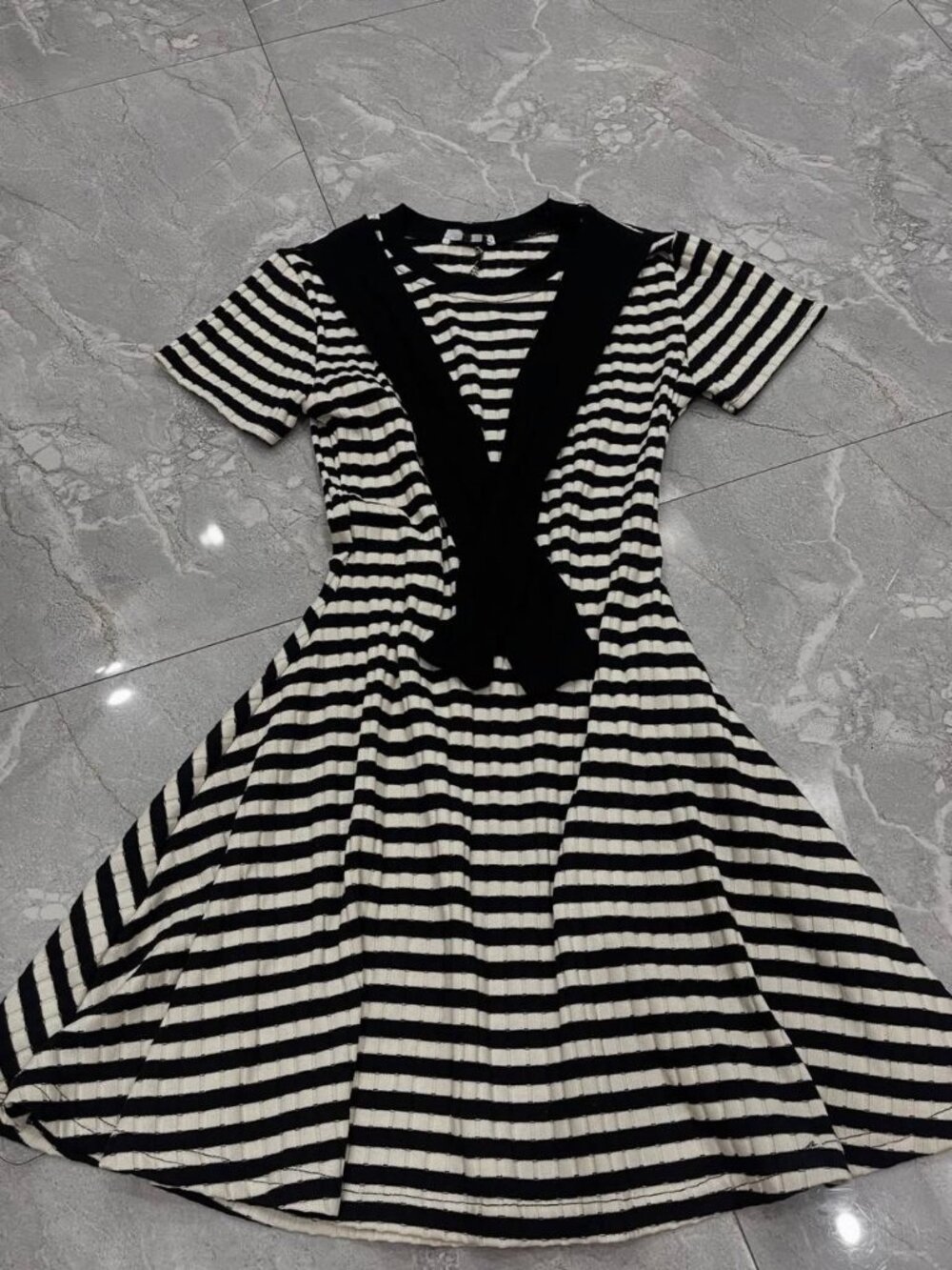 Black And White Striped Mini Dress
